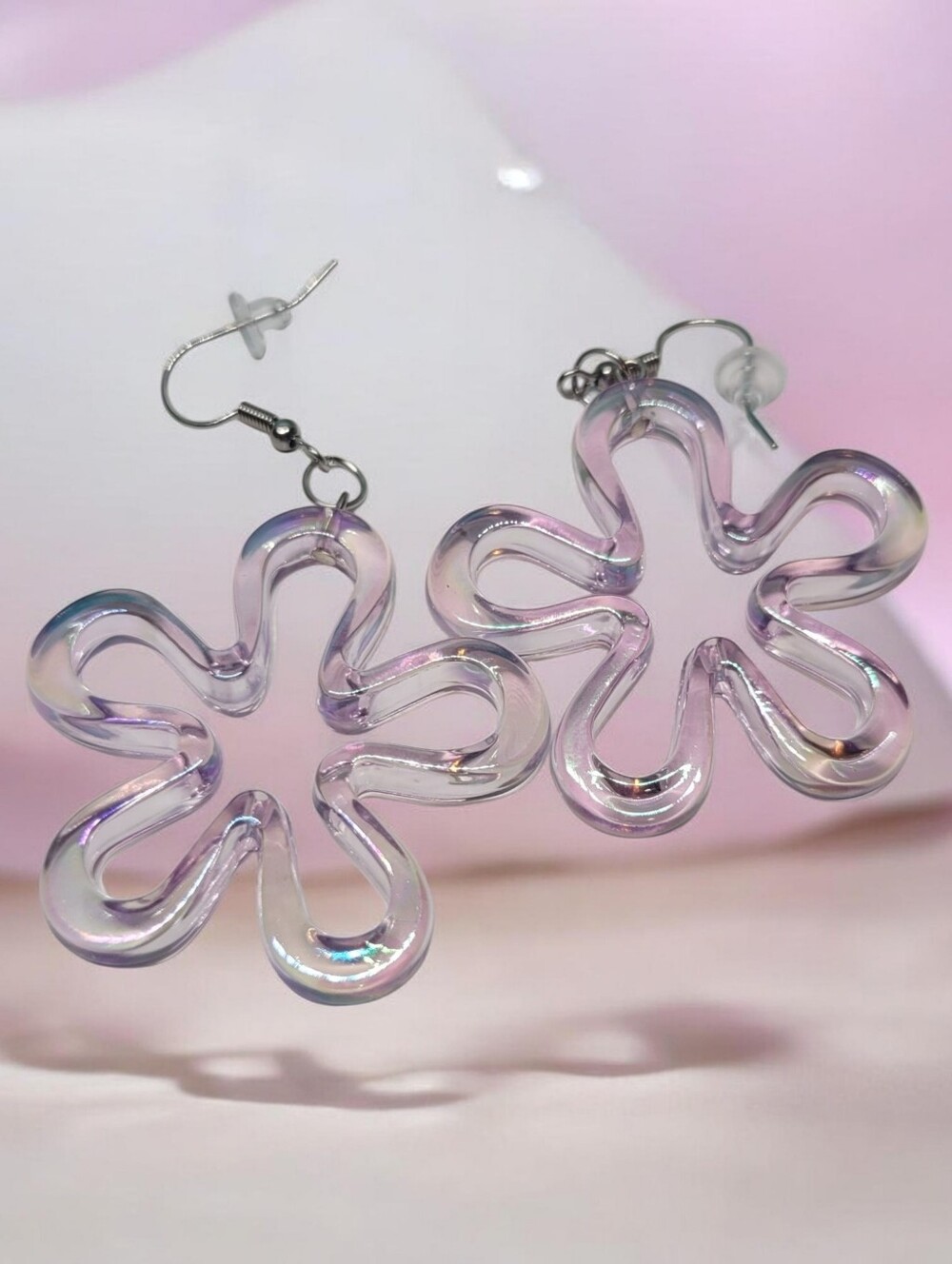 Lavander Flower Hoop Earrings - Unbranded